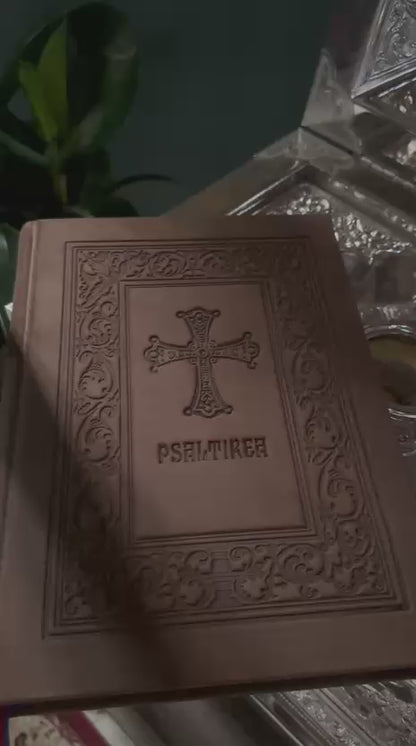 Psaltirea, carte legată Manual în piele naturală atinsă de Sfintele Moaște